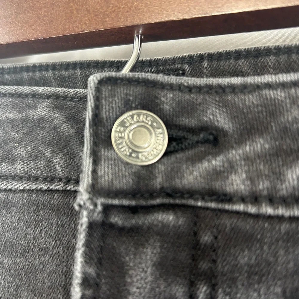 Silver Jeans Co Tuesday Skinny Womens 29 Black Frayed Raw Hem Low Rise Denim